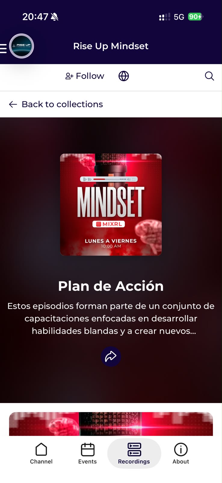 Rise Up Mindset · Plan de Acción en Mixlr